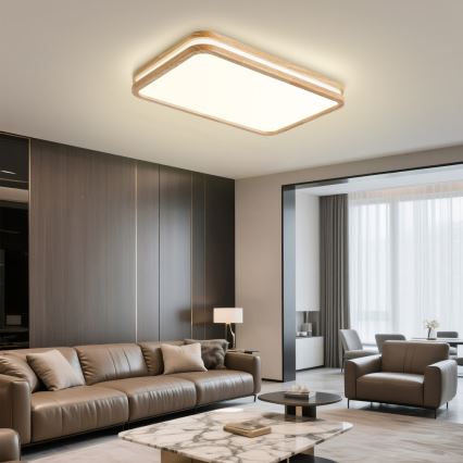BRILAGI - Димируемо LED таванно осветително тяло MOLINA SQUARE LED/54W/230V 3000-6000K дъб 60x40 cm + дистанционно управление