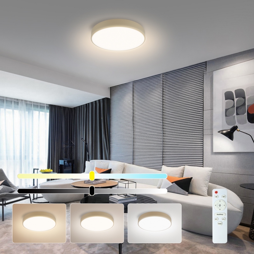 Brilagi - LED Димируемо осветително тяло POOL LED/36W/230V 3000-6000K диаметър 30 см бежово + дистанционно управление