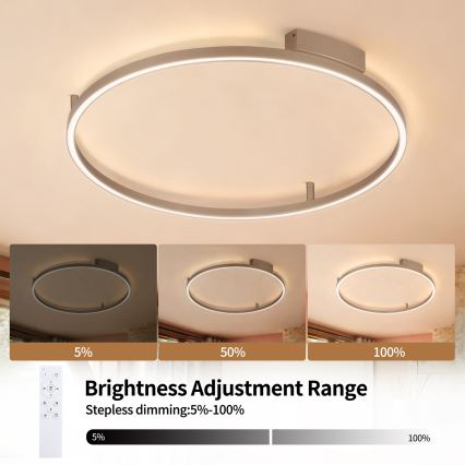 Brilagi - LED димируемо таванно осветително тяло PORTOFINO LED/60W/230V 3000-6000K Ø 80 см бежово + дистанционно управление