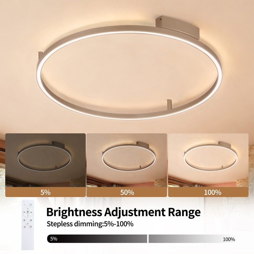Brilagi - LED димируемо таванно осветително тяло PORTOFINO LED/60W/230V 3000-6000K Ø 80 см бежово + дистанционно управление