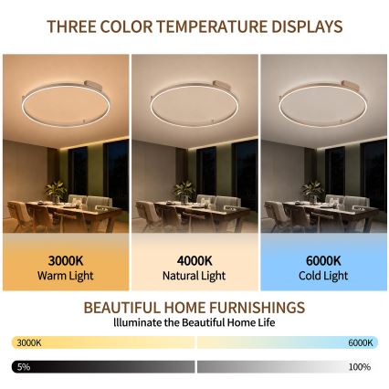 Brilagi - LED димируемо таванно осветително тяло PORTOFINO LED/60W/230V 3000-6000K Ø 80 см бежово + дистанционно управление