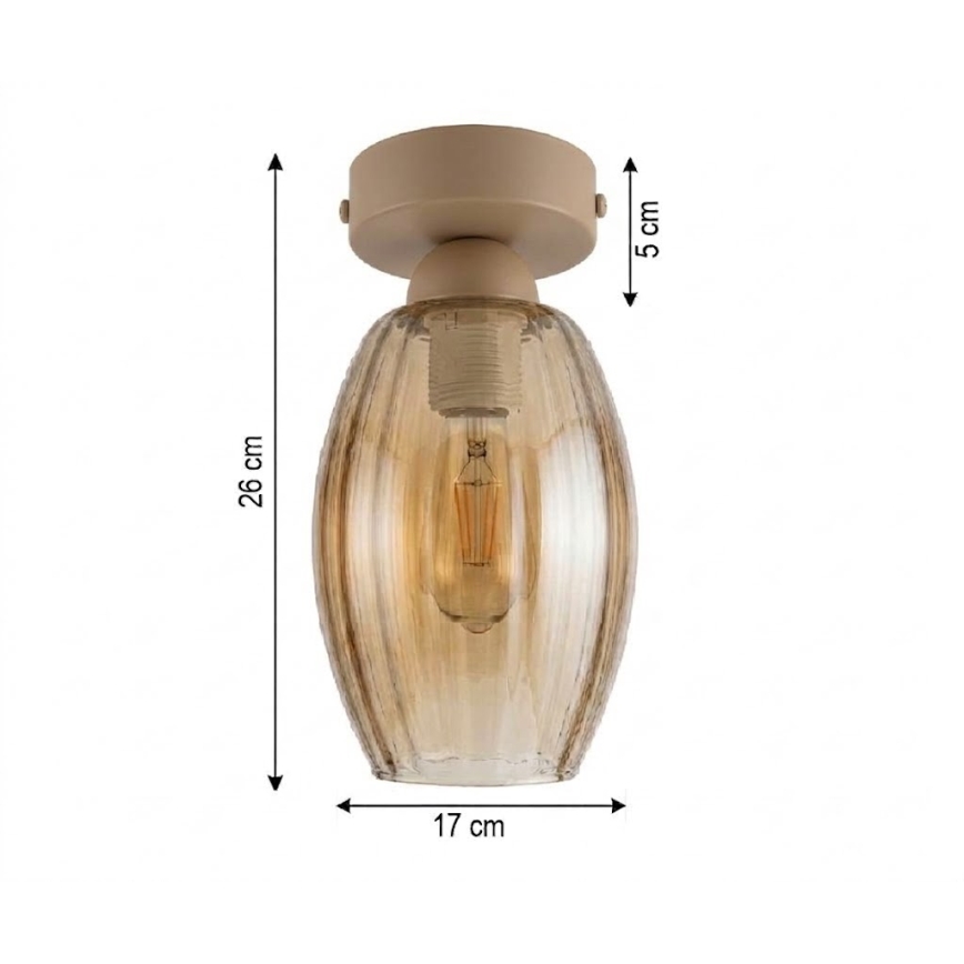 BRILAGI - LED таванно осветително тяло RETRO GLASS 1xE27/60W/230V Ø 17 см бежово/димно бежово