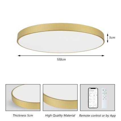 Brilagi - LED димируемо таванно осветително тяло POOL SMART LED/128W/230V 3000-6000K 100 cm златисто Wi-Fi Tuya + дистанционно управление
