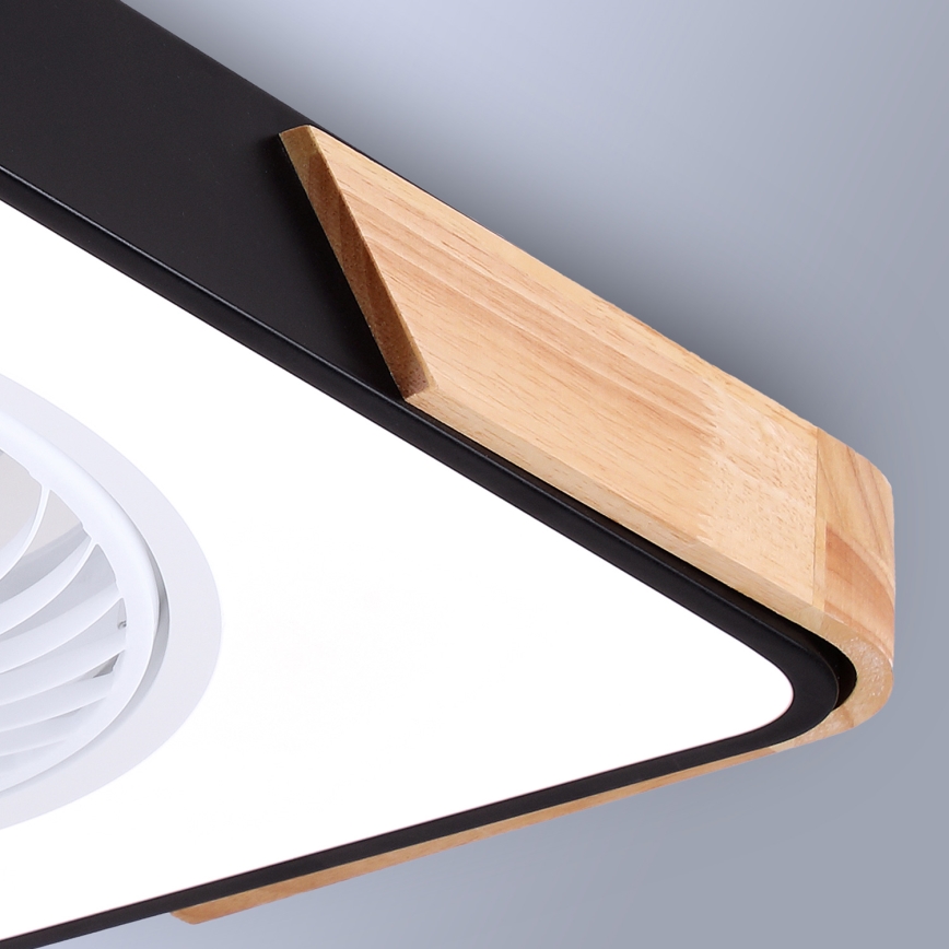 Brilagi - LED регулируемо таванно осветително тяло с вентилатор LED/30W/230V 3000-6500K черно/дъб + дистанционно управление