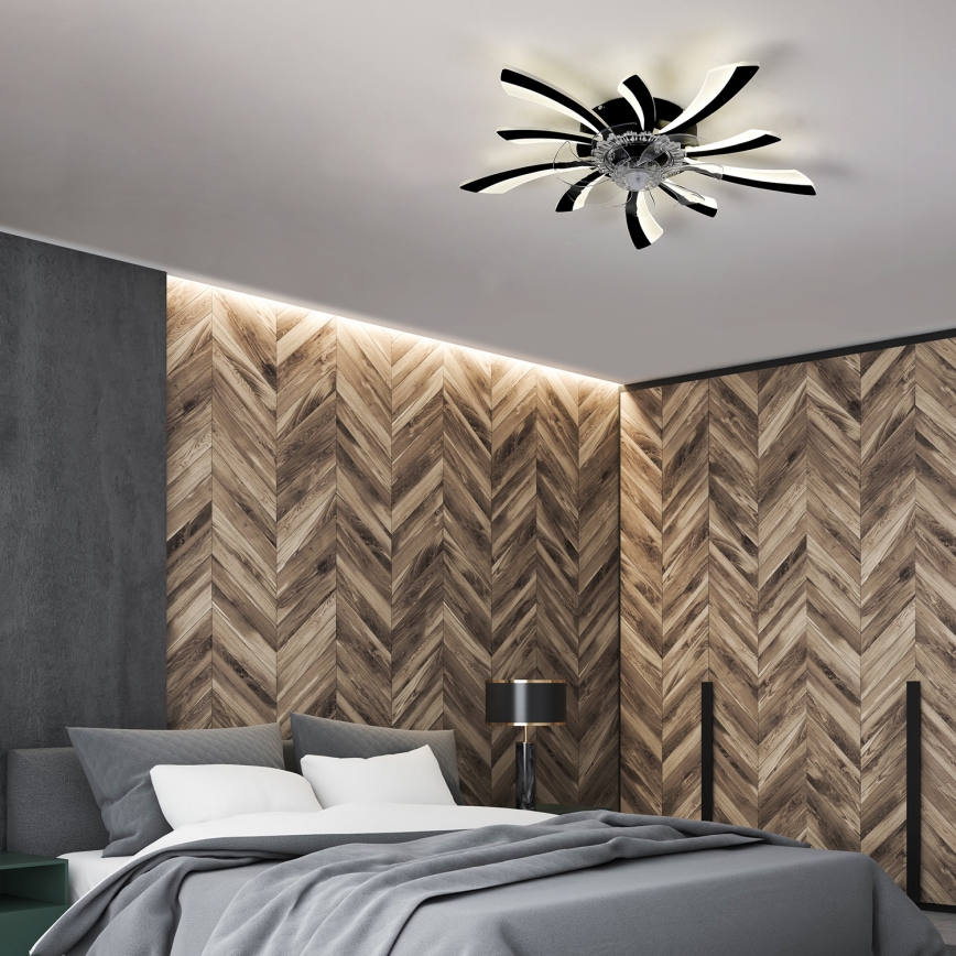 Brilagi - LED регулируемо таванно осветително тяло с вентилатор LED/50W/230V 3000-6500K черно + дистанционно управление