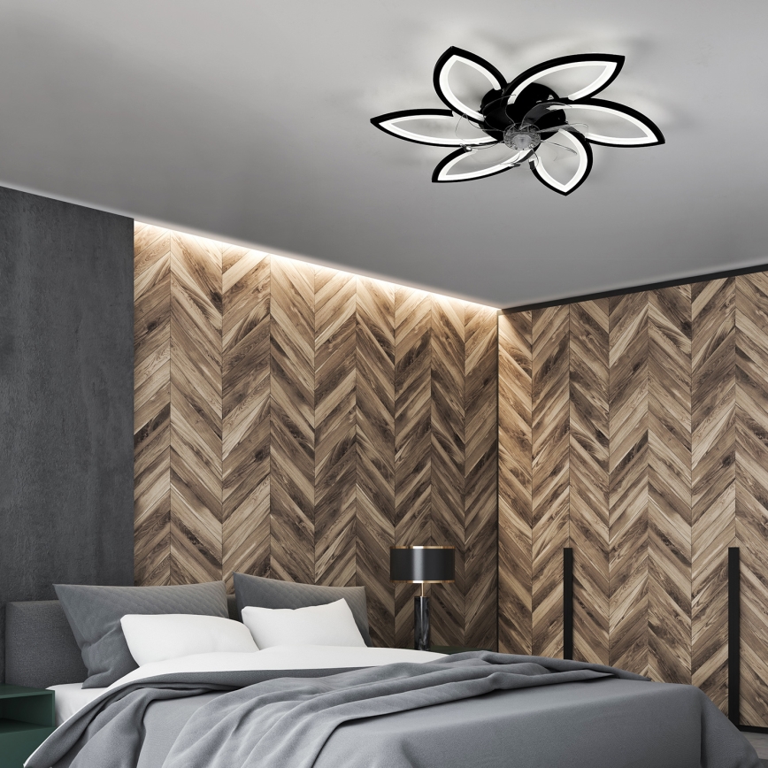 Brilagi - LED регулируемо таванно осветително тяло с вентилатор LED/50W/230V 3000-6500K черно + дистанционно управление