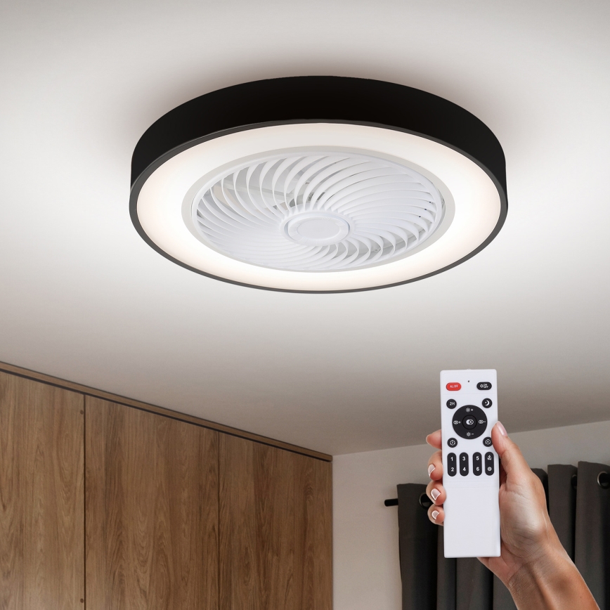 Brilagi - LED регулируемо таванно осветително тяло с вентилатор LED/30W/230V 3000-6500K черно + дистанционно управление