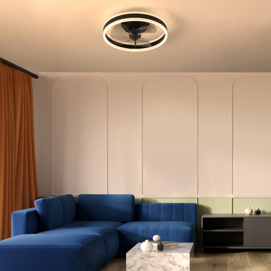 Brilagi - LED регулируемо таванно осветително тяло с вентилатор LED/30W/230V 3000-6500K черно + дистанционно управление