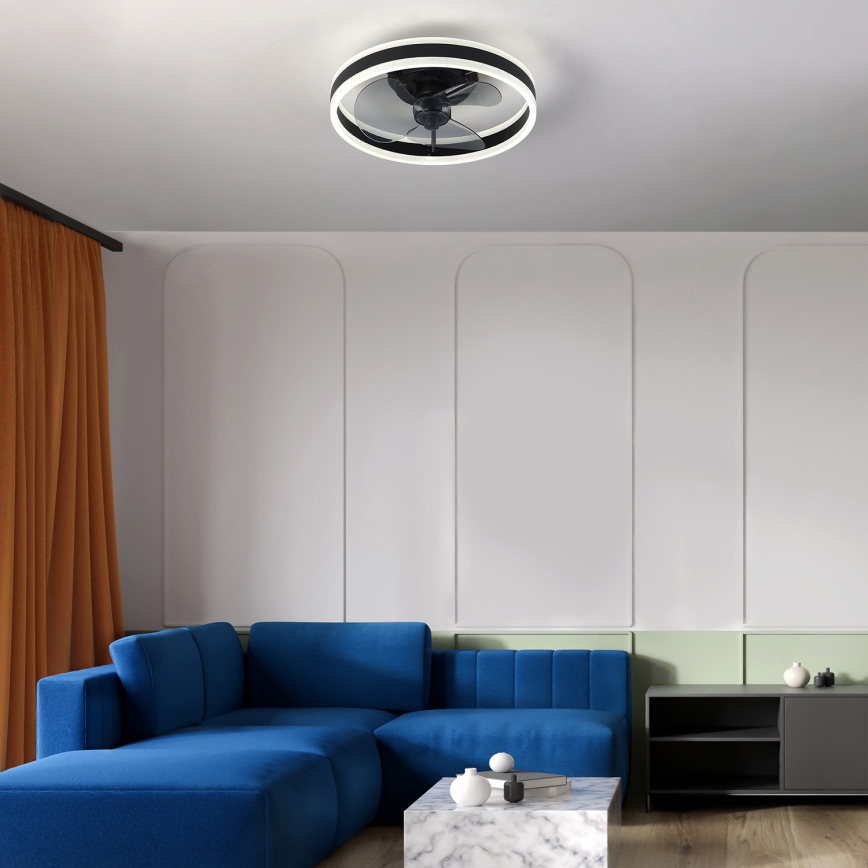 Brilagi - LED регулируемо таванно осветително тяло с вентилатор LED/30W/230V 3000-6500K черно + дистанционно управление