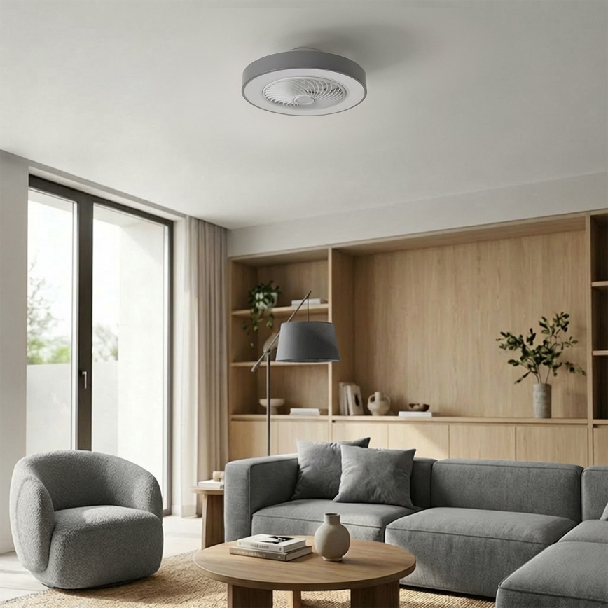 Brilagi - LED таванно осветително тяло с вентилатор с възможност за димиране LED/38W/230V 3000-6500K 3000-6500K Ø 50 cm сиво + дистанционно управление
