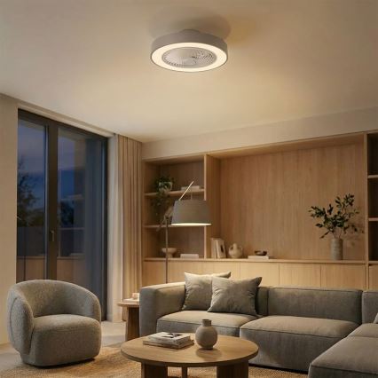 Brilagi - LED таванно осветително тяло с вентилатор с възможност за димиране LED/38W/230V 3000-6500K 3000-6500K Ø 50 cm сиво + дистанционно управление