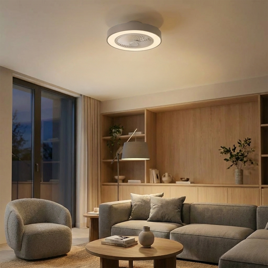 Brilagi - LED таванно осветително тяло с вентилатор с възможност за димиране LED/38W/230V 3000-6500K 3000-6500K Ø 50 cm сиво + дистанционно управление