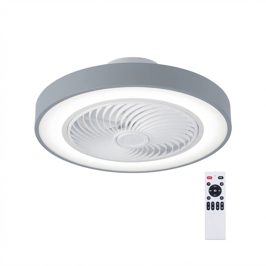 Brilagi - LED таванно осветително тяло с вентилатор с възможност за димиране LED/38W/230V 3000-6500K 3000-6500K Ø 50 cm сиво + дистанционно управление