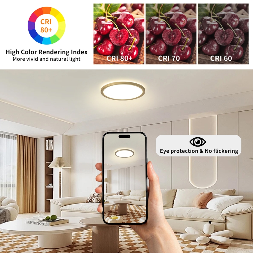 Brilagi - LED таванно осветително тяло за баня ULTRA SLIM LED/12W/230V Ø 22,5 см златисто IP54