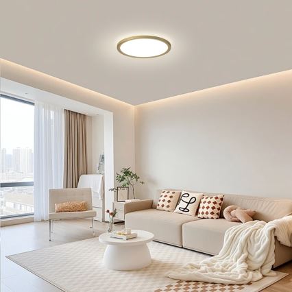 Brilagi - LED таванно осветително тяло за баня ULTRA SLIM LED/12W/230V Ø 22,5 см златисто IP54