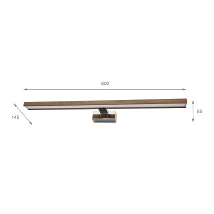 BRILAGI - LED осветление за огледало за баня WOODY MIRROR 3v1 LED/15W/230V 80 cm IP44 лъскав хром/дъб орех