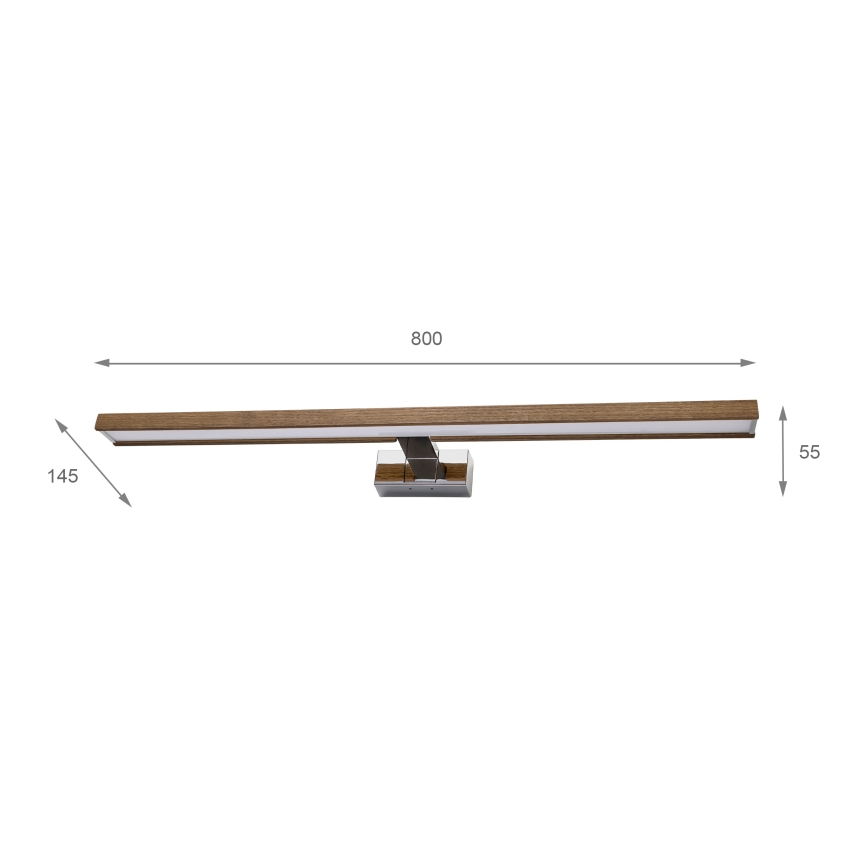 BRILAGI - LED осветление за огледало за баня WOODY MIRROR 3v1 LED/15W/230V 80 cm IP44 лъскав хром/дъб орех
