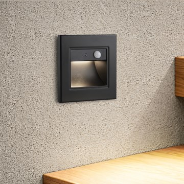 Brilagi - LED осветително тяло за стълби със сензор STEP LIGHT LED/1,5W/230V IP44 черно