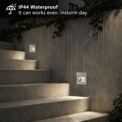 Brilagi - LED стълбищно осветително тяло със сензор STEP LIGHT LED/1,5W/230V IP44 сребристо