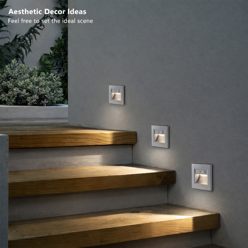 Brilagi - LED стълбищно осветително тяло със сензор STEP LIGHT LED/1,5W/230V IP44 сребристо
