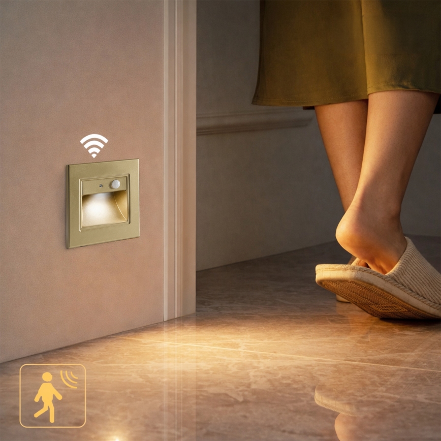 Brilagi - LED осветително тяло за стълбище със сензор STEP LIGHT LED/1,5W/230V IP44 златисто