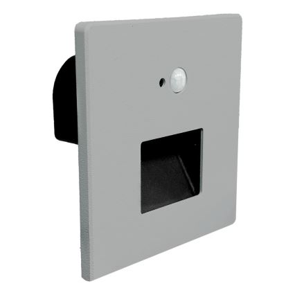 Brilagi - LED осветително тяло за стълби със сензор за движение и сумрак JACK LED/3W/230V 3000/4000/6500K IP65 сиво