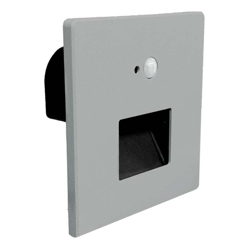 Brilagi - LED осветително тяло за стълби със сензор за движение и сумрак JACK LED/3W/230V 3000/4000/6500K IP65 сиво