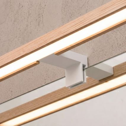 Brilagi - LED осветление за огледало за баня 3 в 1 WOODY MIRROR LED/15W/230V 80 cm IP44 бял/дъб