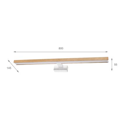 Brilagi - LED осветление за огледало за баня 3 в 1 WOODY MIRROR LED/15W/230V 80 cm IP44 бял/дъб