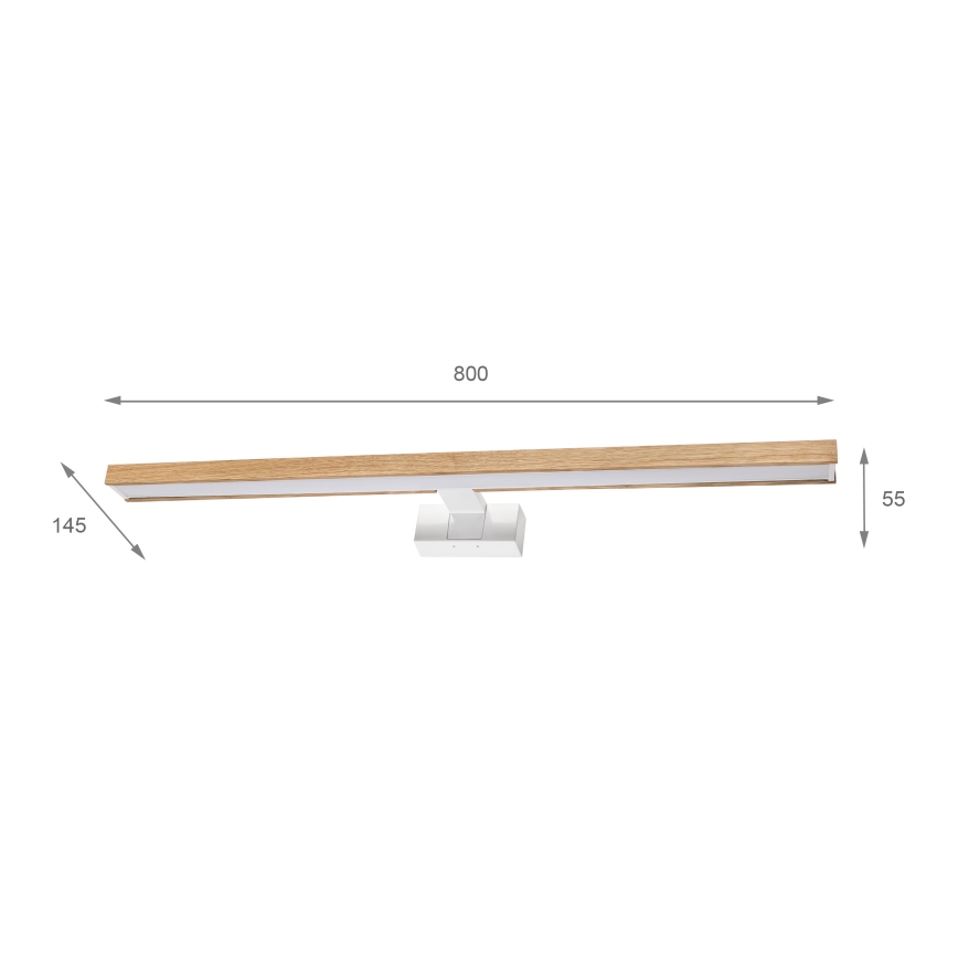 Brilagi - LED осветление за огледало за баня 3 в 1 WOODY MIRROR LED/15W/230V 80 cm IP44 бял/дъб