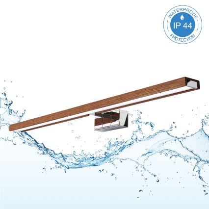 BRILAGI - LED осветление за огледало за баня 3 в 1 WOODY MIRROR LED/15W/230V 80 cm IP44 лъскав хром/дъб череша
