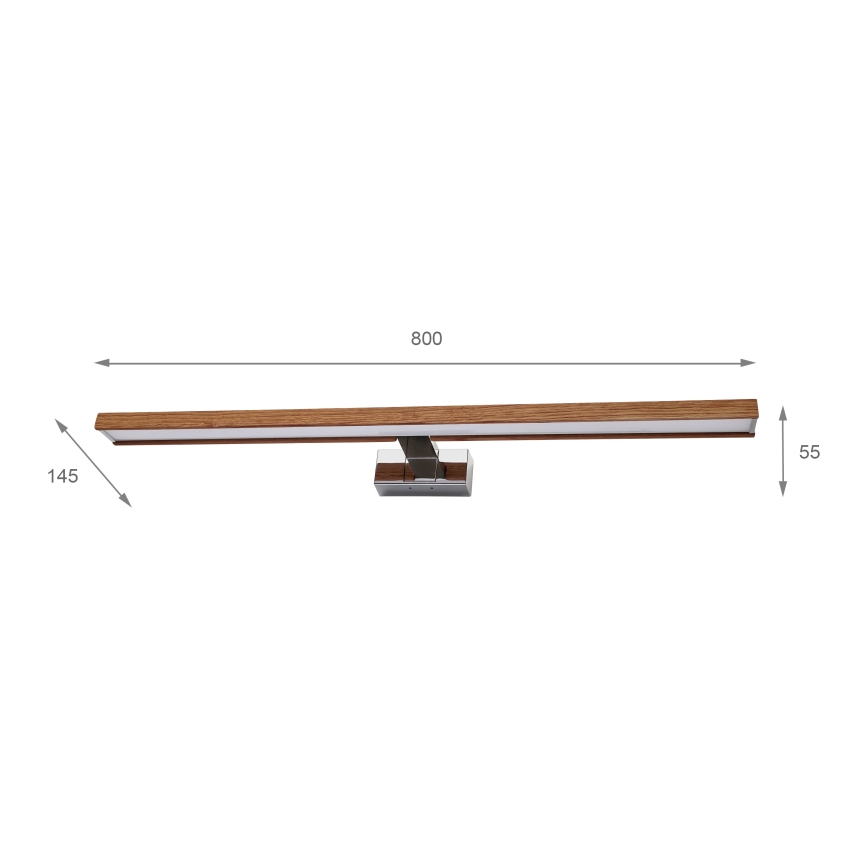 BRILAGI - LED осветление за огледало за баня 3 в 1 WOODY MIRROR LED/15W/230V 80 cm IP44 лъскав хром/дъб череша