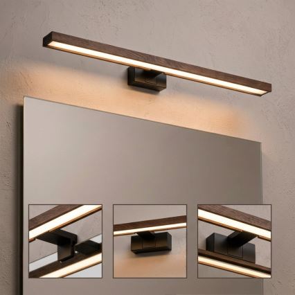 Brilagi - LED осветление за огледало за баня 3 в 1 WOODY MIRROR LED/15W/230V 80 см IP44 черно/дъб орех