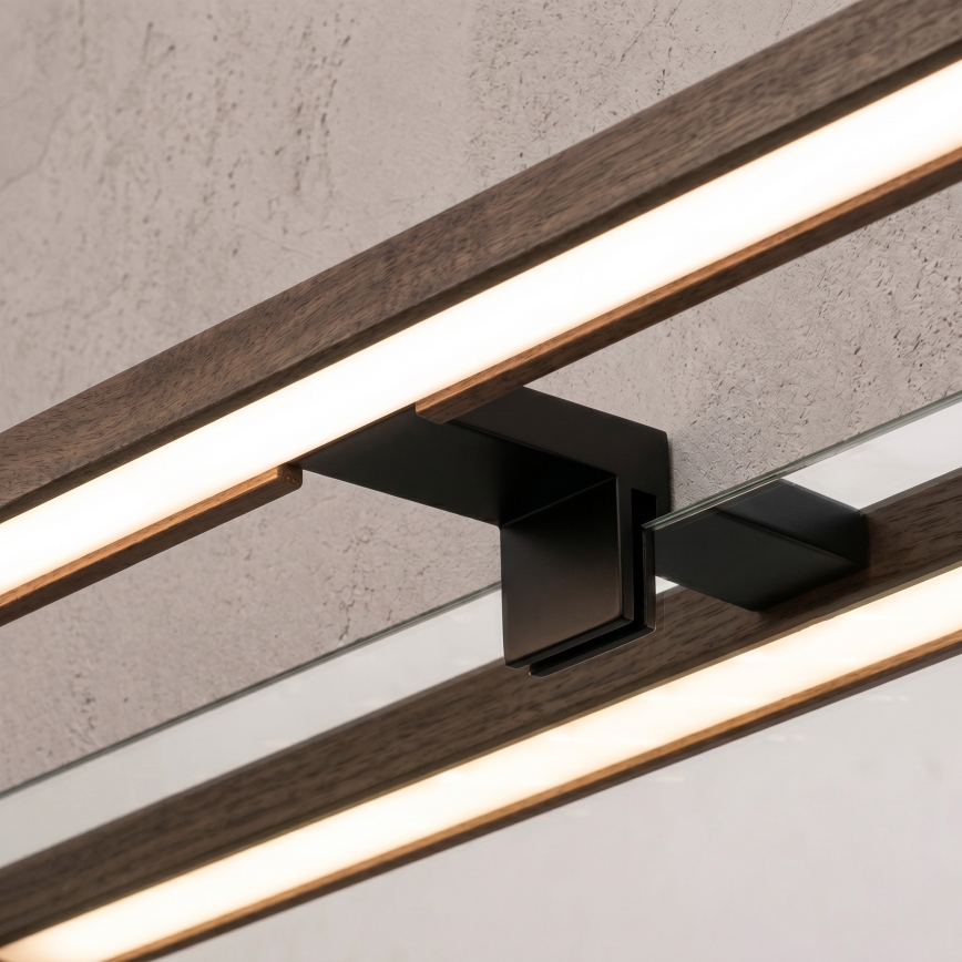 Brilagi - LED осветление за огледало за баня 3 в 1 WOODY MIRROR LED/15W/230V 80 см IP44 черно/дъб орех