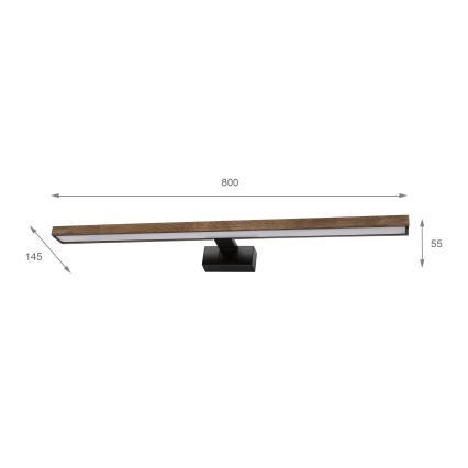 Brilagi - LED осветление за огледало за баня 3 в 1 WOODY MIRROR LED/15W/230V 80 см IP44 черно/дъб орех