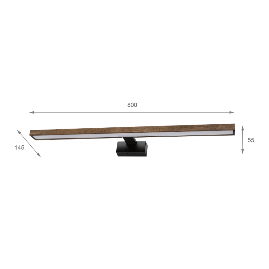 Brilagi - LED осветление за огледало за баня 3 в 1 WOODY MIRROR LED/15W/230V 80 см IP44 черно/дъб орех