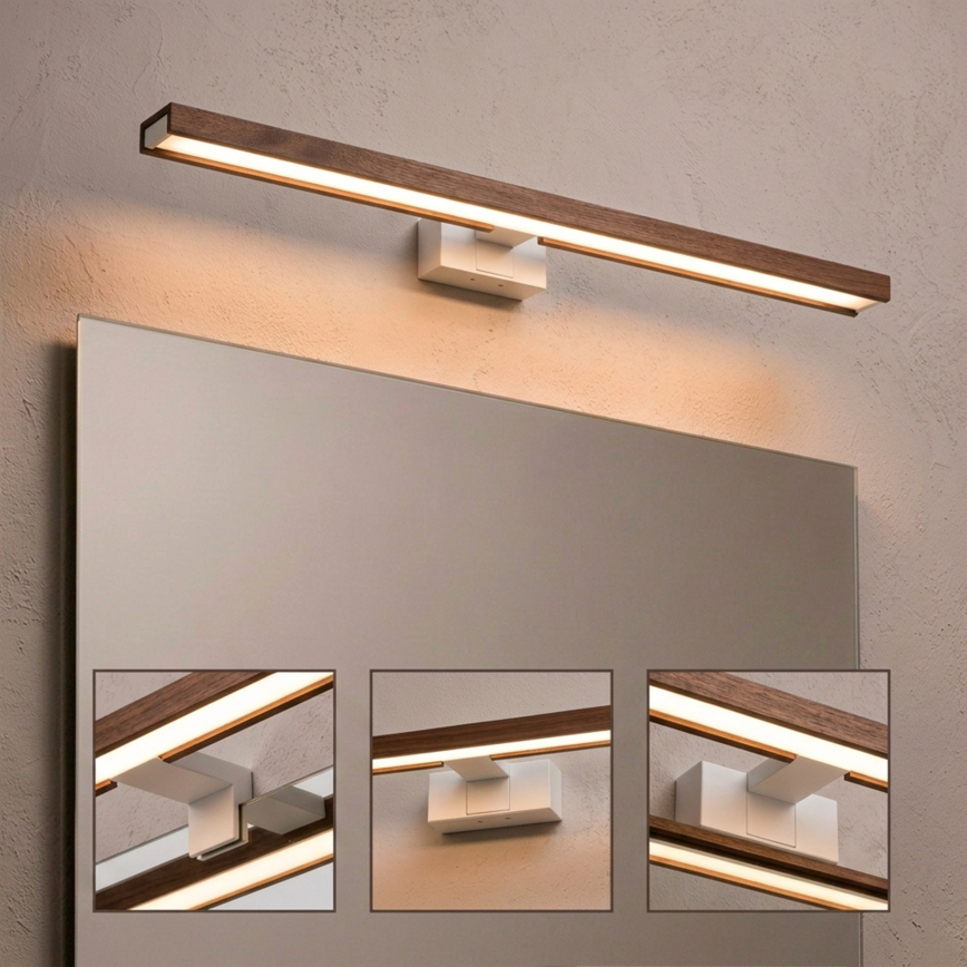 Brilagi - LED осветление за огледало в банята 3 в 1 WOODY MIRROR LED/15W/230V 80 см IP44 бяло/дъб череша