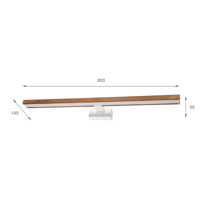 Brilagi - LED осветление за огледало в банята 3 в 1 WOODY MIRROR LED/15W/230V 80 см IP44 бяло/дъб череша