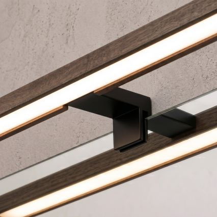 Brilagi - LED осветление за огледало за баня 3в1 WOODY MIRROR LED/8W/230V 40 cm IP44 черно/дъб-орех