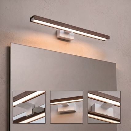 Brilagi - LED осветление за огледало за баня WOODY MIRROR 3 в 1 LED/12W/230V 60 см IP44 бяло/дъб орех