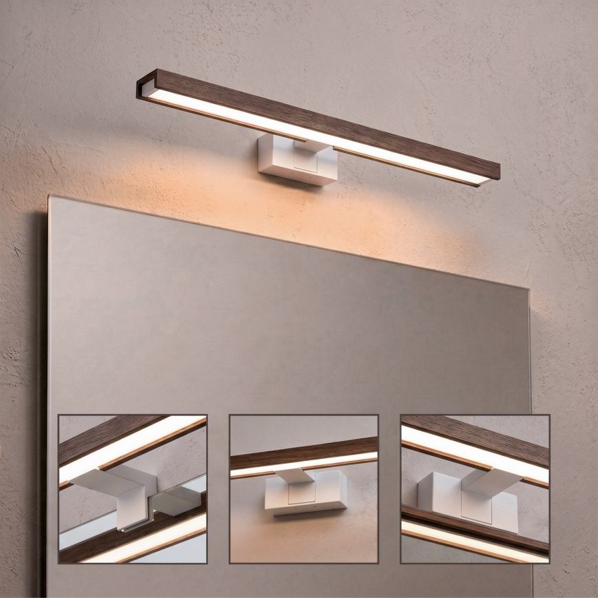 Brilagi - LED осветление за огледало за баня WOODY MIRROR 3 в 1 LED/12W/230V 60 см IP44 бяло/дъб орех