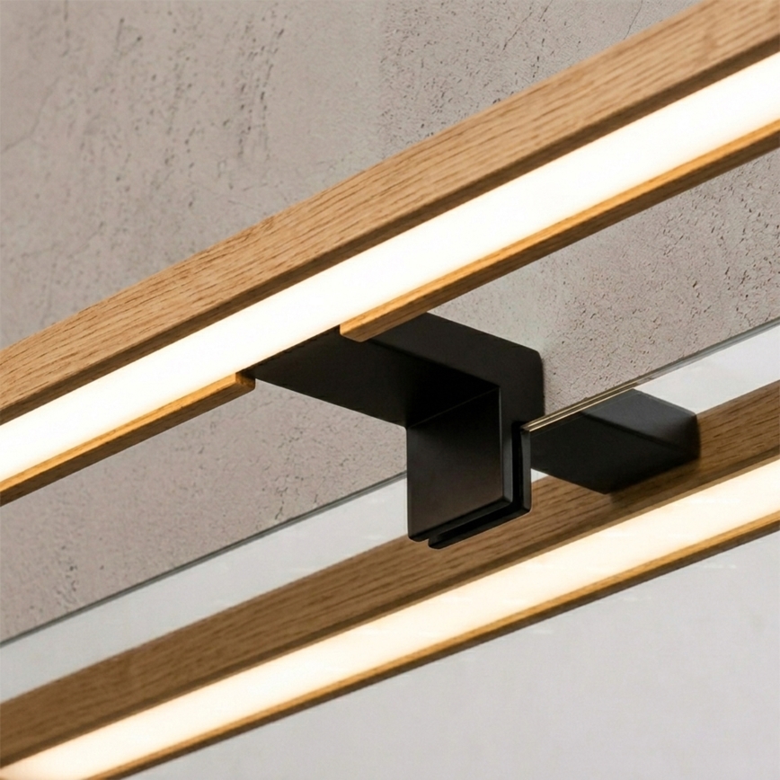 Brilagi - LED огледално осветление за баня 3 в 1 WOODY MIRROR LED/12W/230V 60 cm IP44 черно/дъб