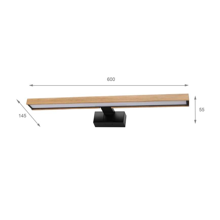 Brilagi - LED огледално осветление за баня 3 в 1 WOODY MIRROR LED/12W/230V 60 cm IP44 черно/дъб