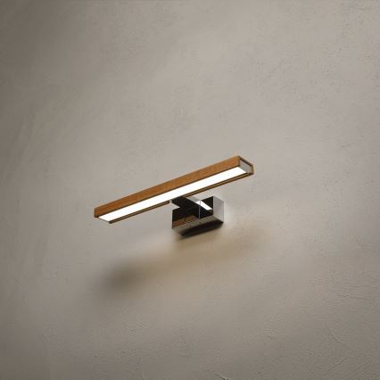 Brilagi - LED осветление за огледало за баня 3 в 1 WOODY MIRROR LED/8W/230V 40 cm IP44 лъскав хром/дъб