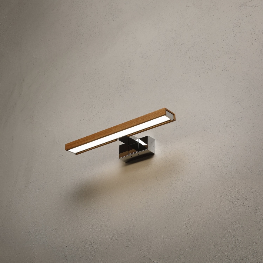 Brilagi - LED осветление за огледало за баня 3 в 1 WOODY MIRROR LED/8W/230V 40 cm IP44 лъскав хром/дъб