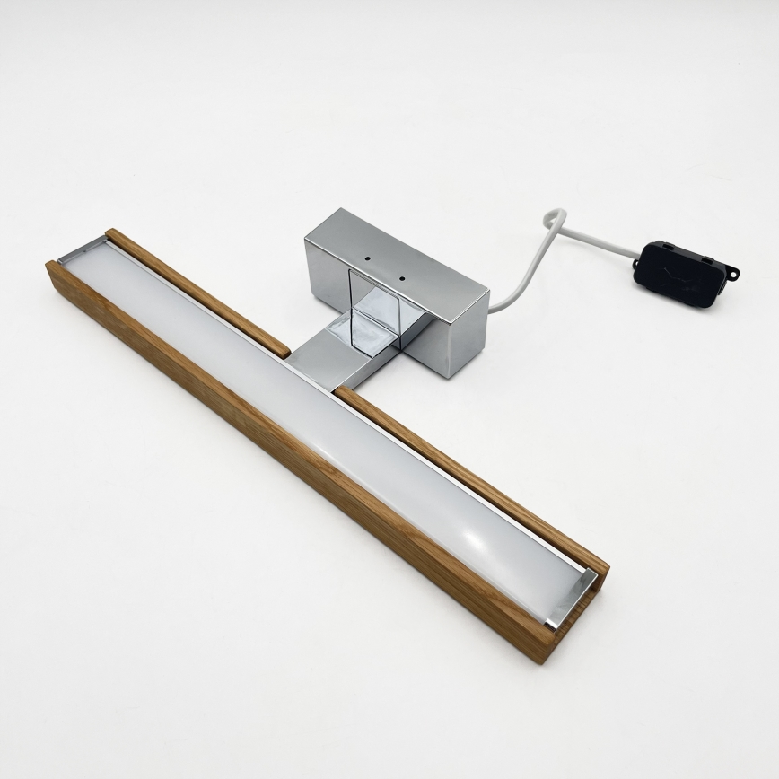 Brilagi - LED осветление за огледало за баня 3 в 1 WOODY MIRROR LED/8W/230V 40 cm IP44 лъскав хром/дъб