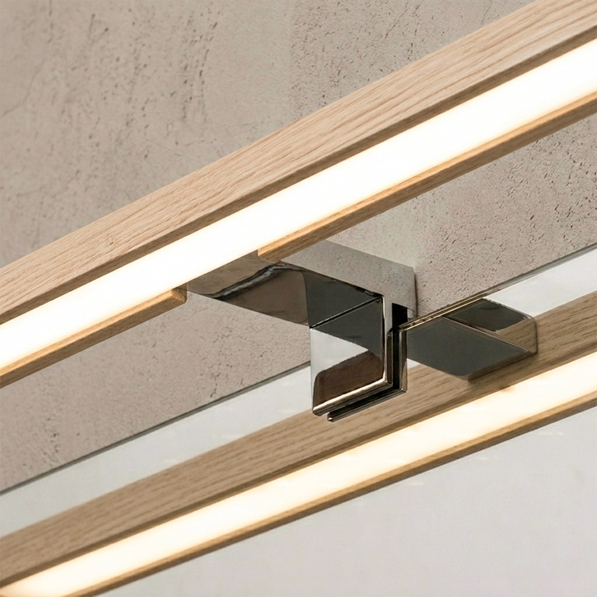 Brilagi - LED осветление за огледало за баня 3 в 1 WOODY MIRROR LED/8W/230V 40 cm IP44 лъскав хром/дъб