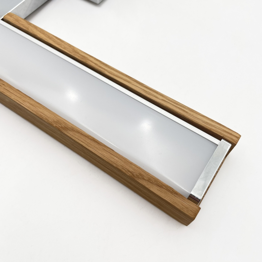 Brilagi - LED осветление за огледало за баня 3 в 1 WOODY MIRROR LED/8W/230V 40 cm IP44 лъскав хром/дъб