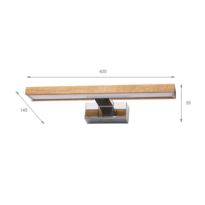 Brilagi - LED осветление за огледало за баня 3 в 1 WOODY MIRROR LED/8W/230V 40 cm IP44 лъскав хром/дъб