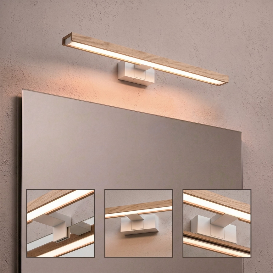 Brilagi - LED осветление за огледало за баня 3 в 1 WOODY MIRROR LED/12W/230V 60 см IP44 бял/дъб